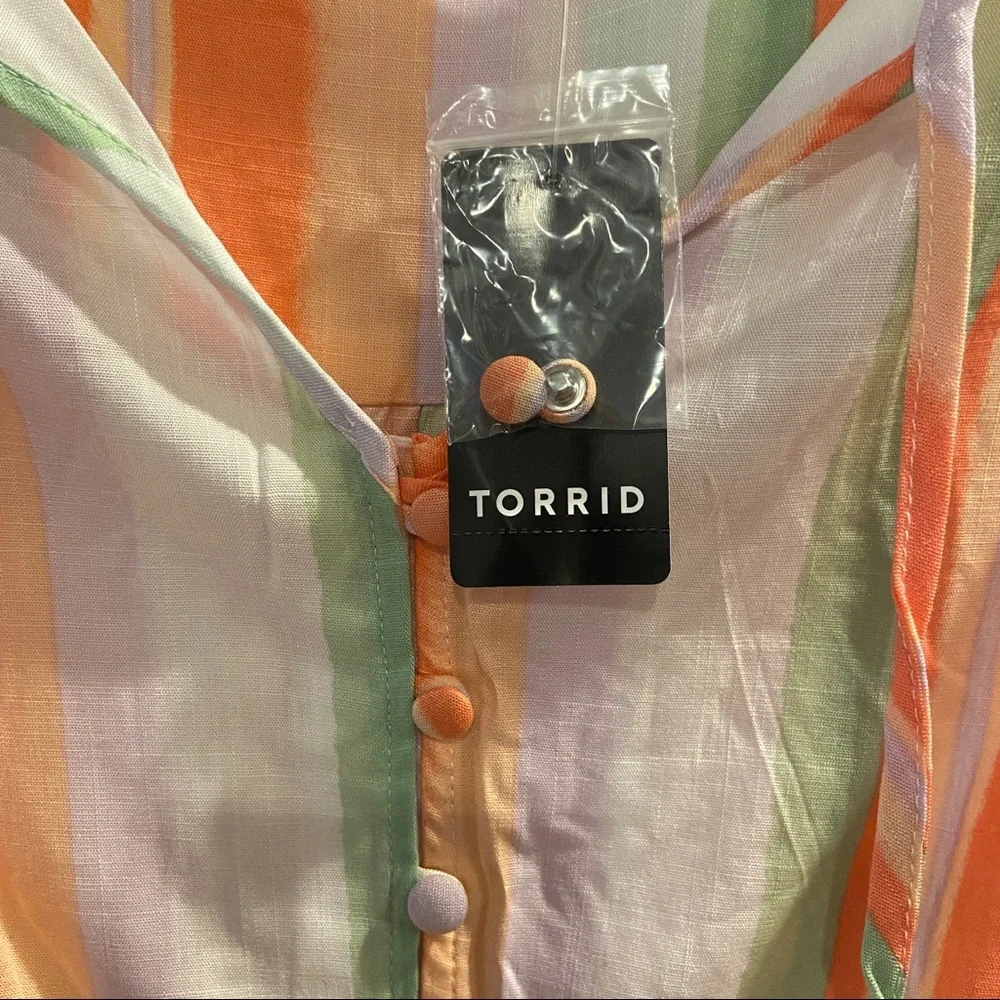 NWT torrid Striped Tiered Tank - Size 1 (14/16) - Orange/Peach/White - Picture 5 of 9